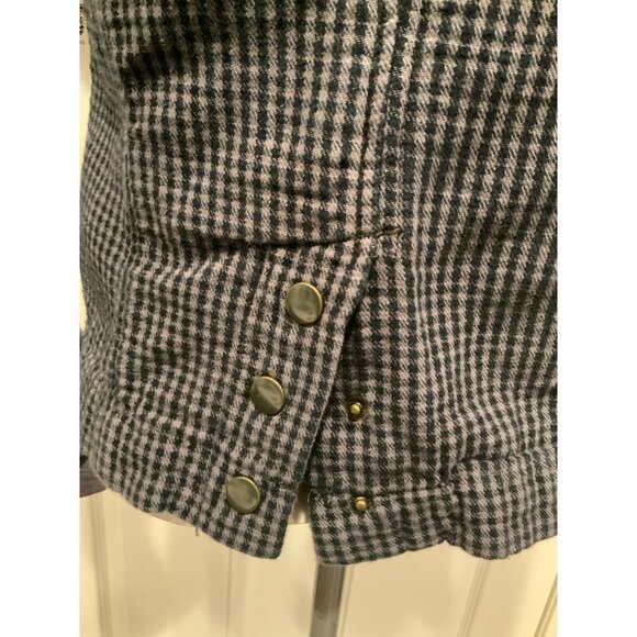 Hei Hei Anthropologie Gray Double Button Blazer W/ Plaid Rear Panel, Size 2 (US) - Picture 9 of 10